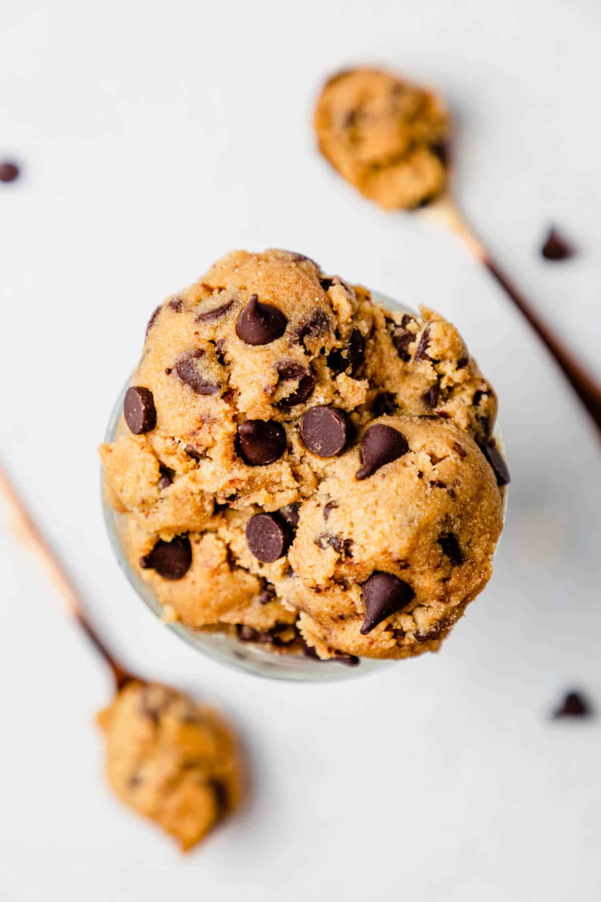 gluten free edible cookie dough in a glass cup